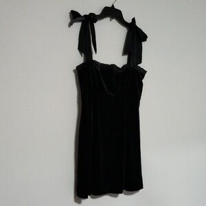 New Faux Black Velvet Mini Dress / Size L